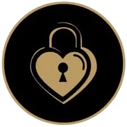 A gold heart-shaped padlock with a keyhole