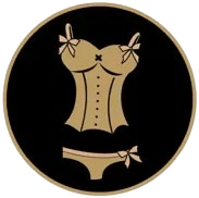 Simple illustration of a beige corset and matching panties with bow accents